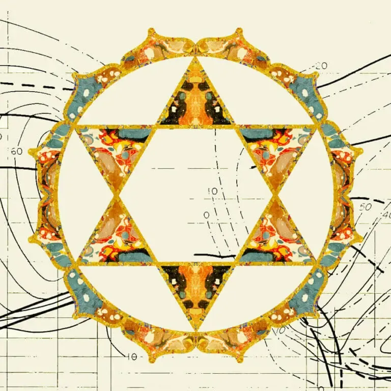 heart chakra symbol with geometry background