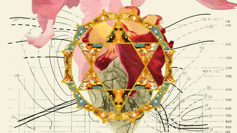 heart chakra symbol flower collage art