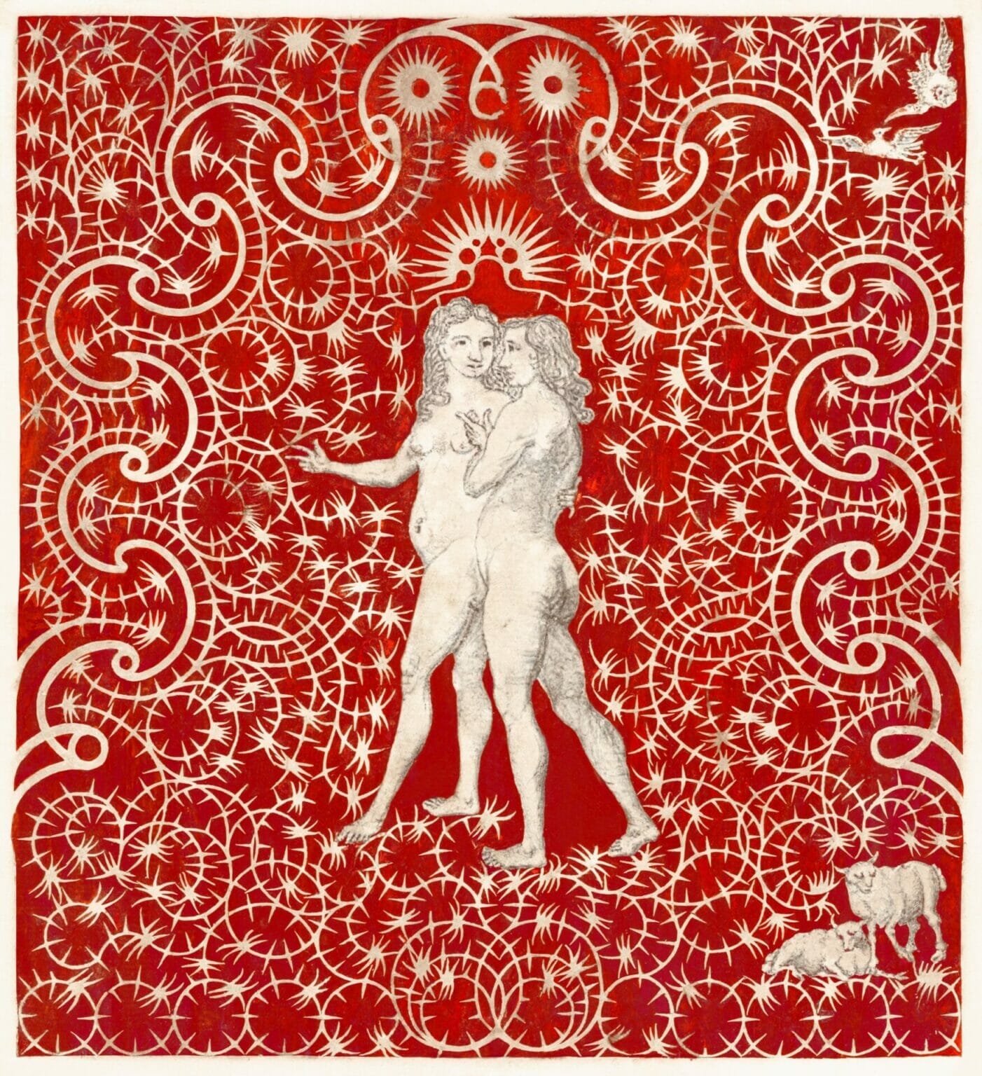 Adam and Eve with sheep