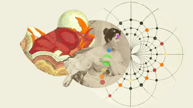 woman chakra points collage art energy field